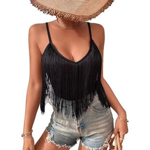 In Stock, Women's Adjustable Strap Camisole with Tassel, Casual, Sexy, for Amazon, Fast Shipping