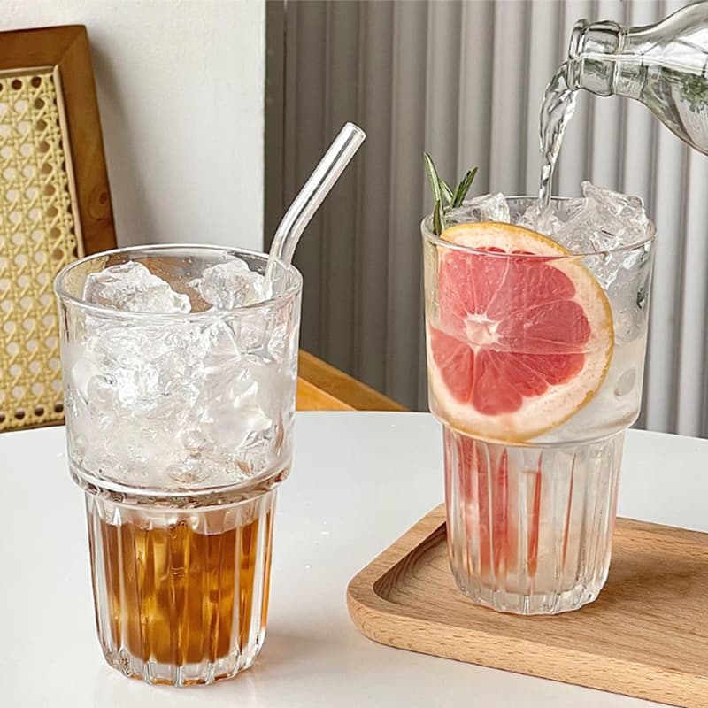 Ins-style Iced Americano Coffee Cup for Coffee Shops, Cold Brew Latte Glass Water Cup, Cold Drink Juice Beverage Cup