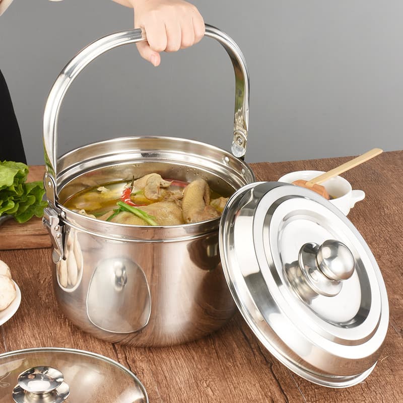 Thickened Energy-Saving 304 Stainless Steel Soup/Stew/Steam/Thermal Pot, Insulated Container, Flame-Free Reheasing Pot, Household Dual-Fuel (Gas/Electric) Pot