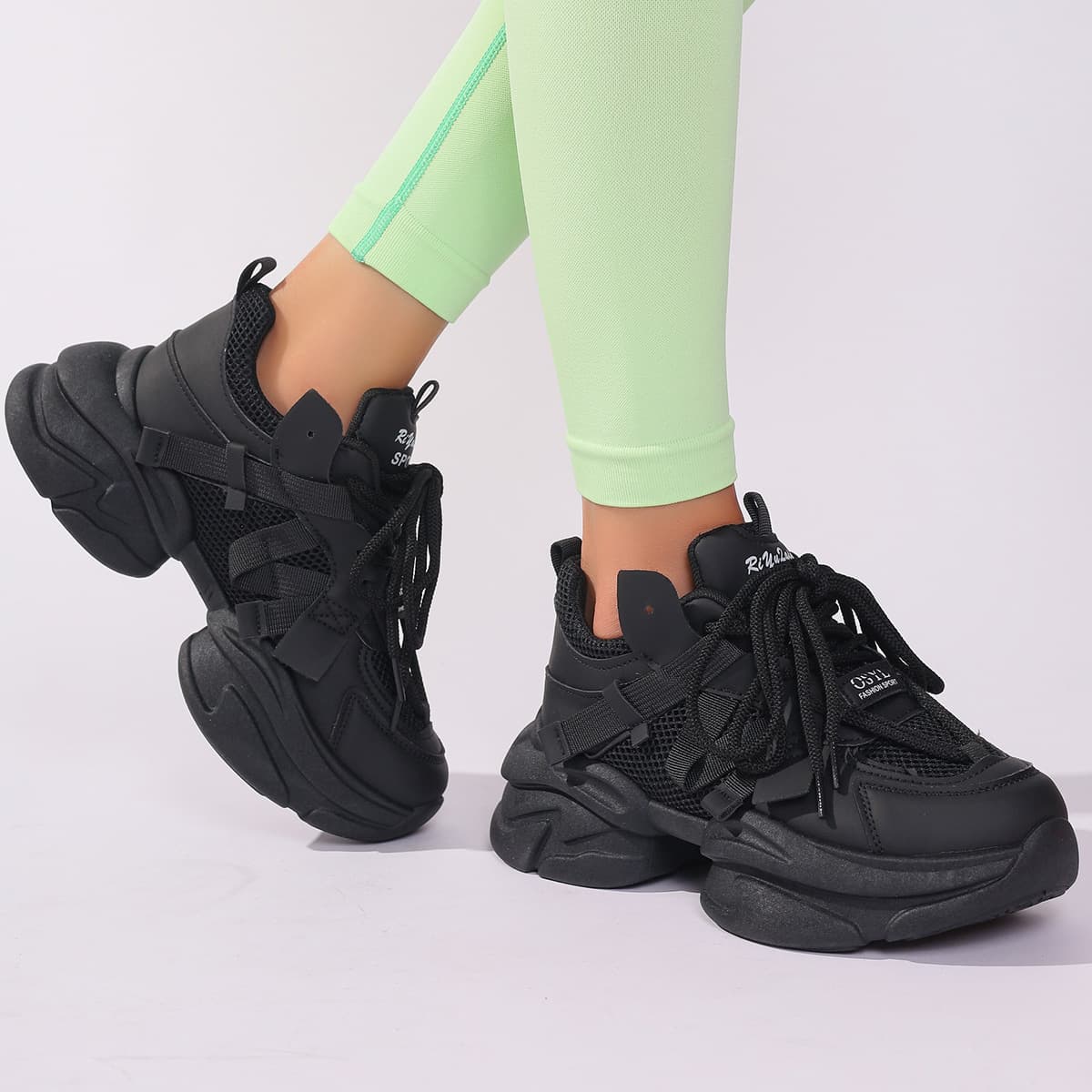 European Market Chunky Platform Dad Sneakers 2025 Spring Autumn New Lace-up White Casual Sports Shoes