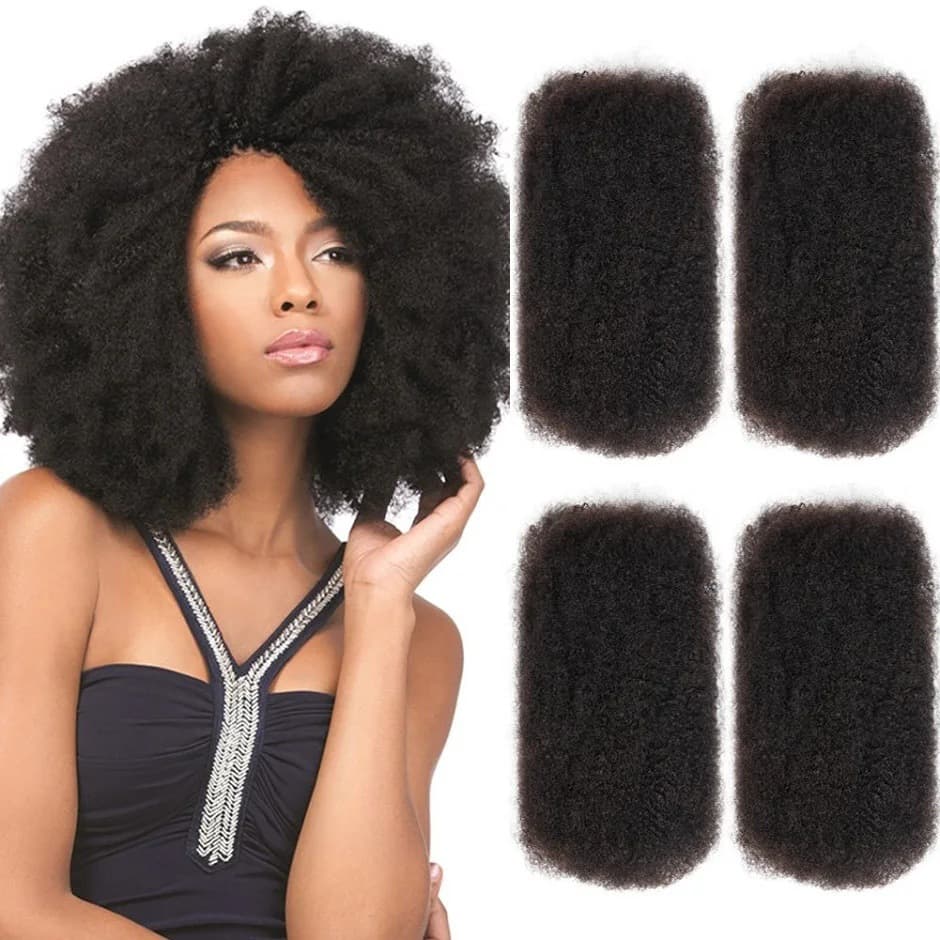 Afro Kinky Bulk Human Hair Medium Brown #4 Color 35G Tight