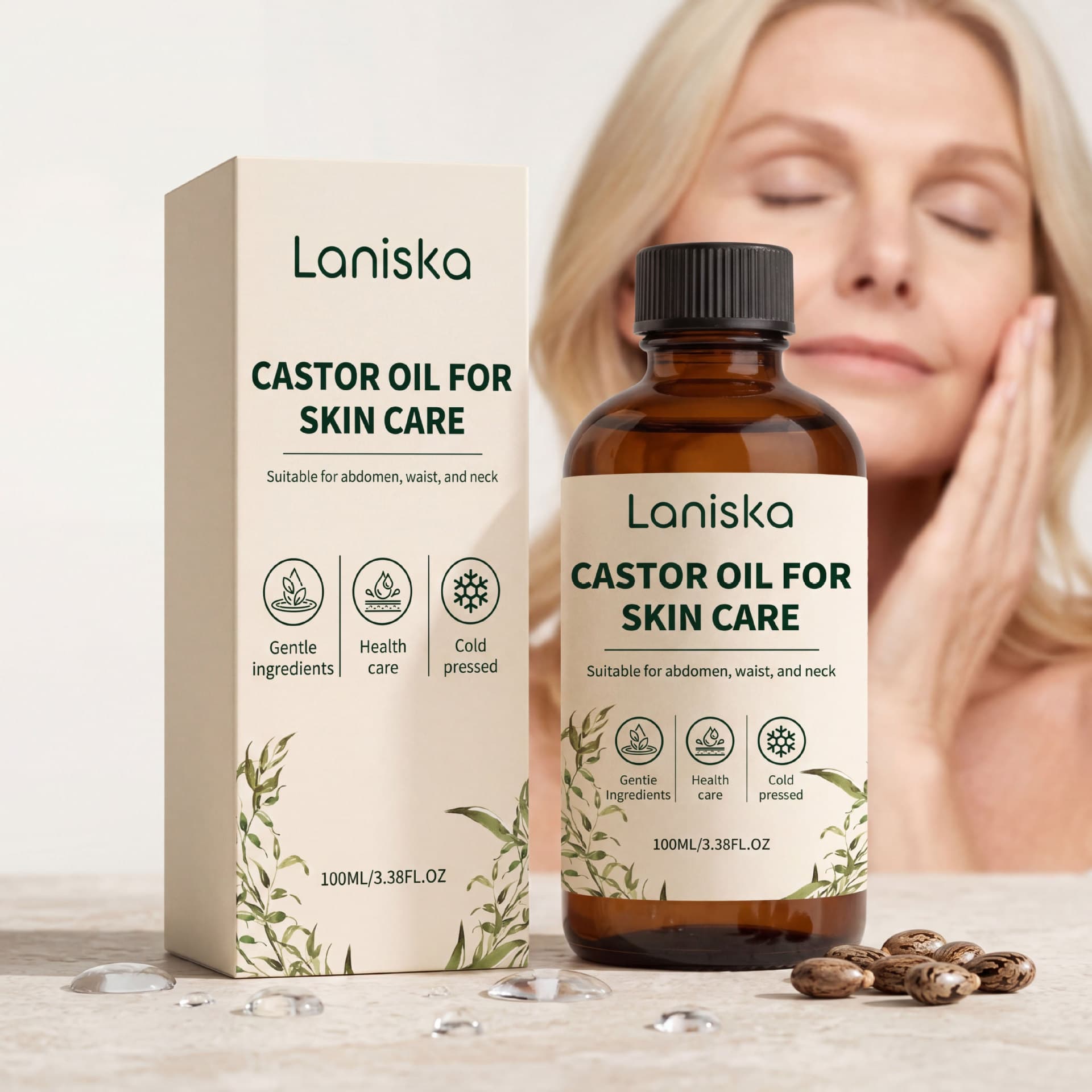 LANISKA Skin Care Castor Oil – Body Skin Moisture Lock, Hydrating & Nourishing Care for Dry Skin