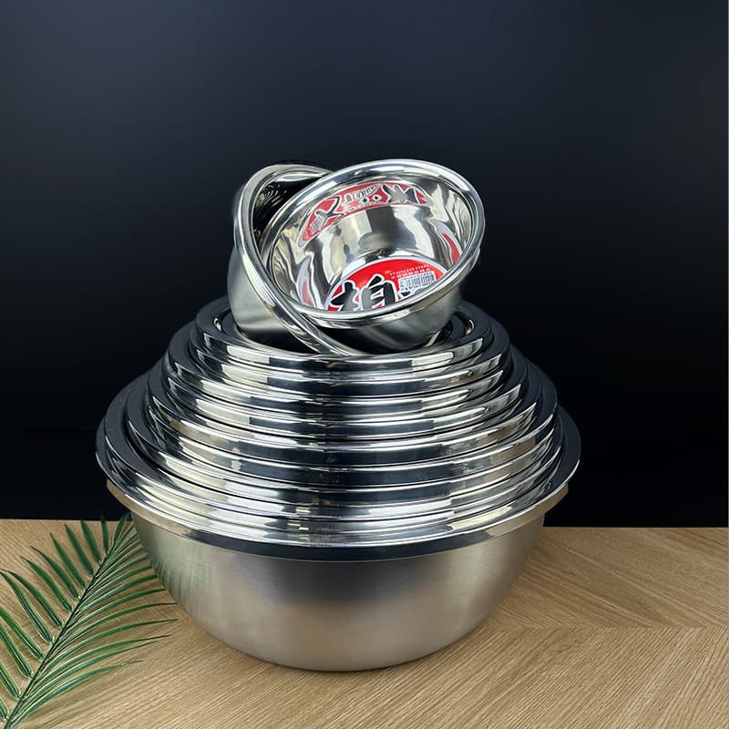 Thickened Stainless Steel Bowl, Multi-Purpose Household Soup Bowl, Mixing Bowl for Kneading Dough and Beating Eggs, Vegetable Washing Bowl, Seasoning Container, Kitchen Baking Fruit Bowl