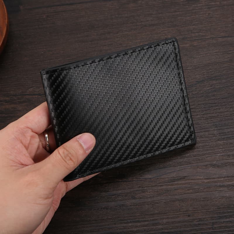 Cross-Border Stock New Carbon Fiber Pattern Large Capacity Wallet Multiple Card Slots Minimalist Two-Fold Men's Wallet