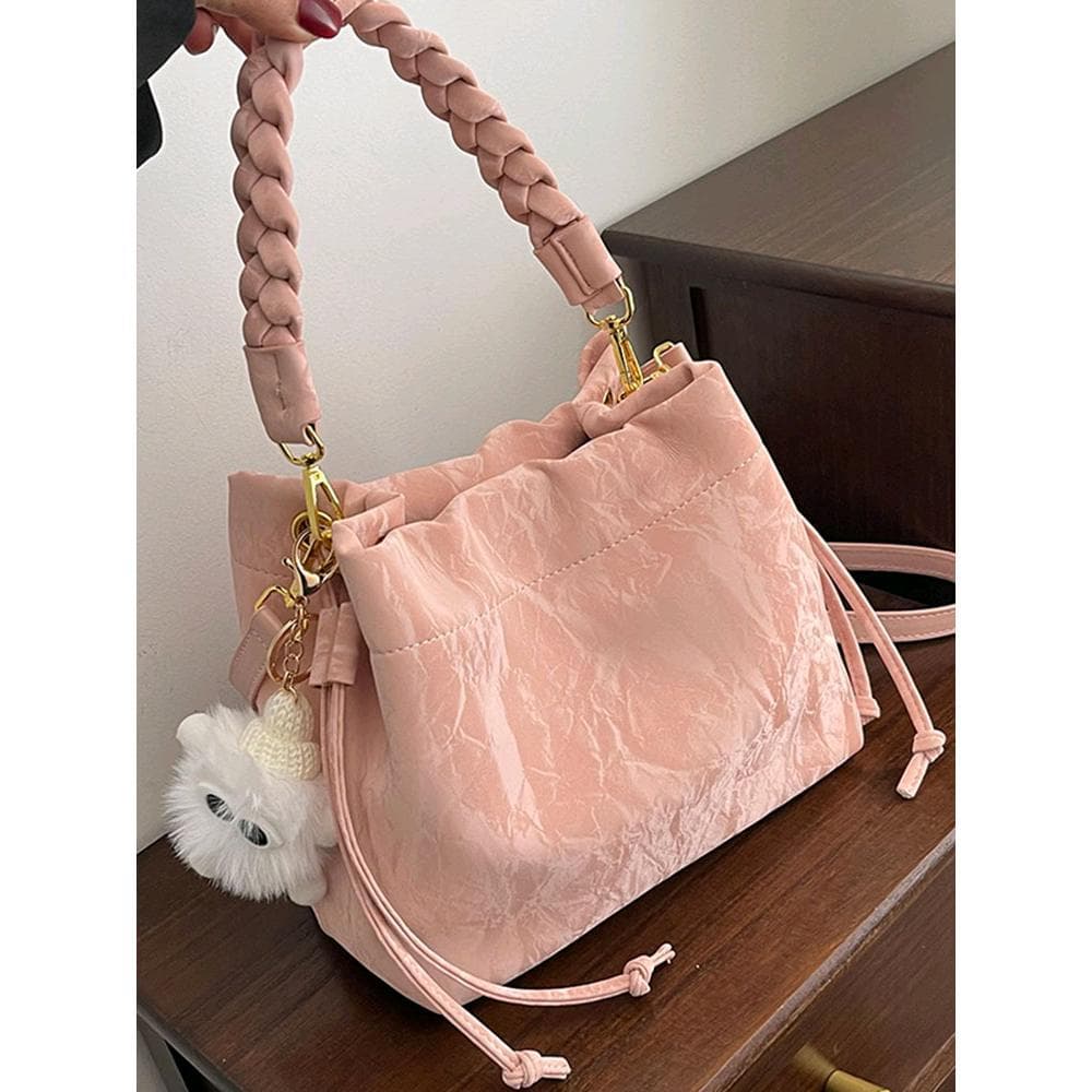 High-End Chic Niche Pink Bag Women's 2025 New Versatile Crossbody Bag Fashion Tote Water Bucket Bag