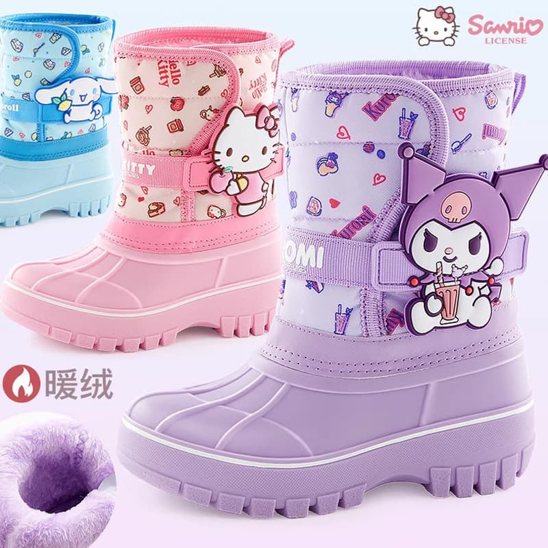 Sanrio New Style Children Snow Boots Girls Waterproof Anti-Slip Thick Warm Rain Boots Children Versatile Cotton Boots Wholesale