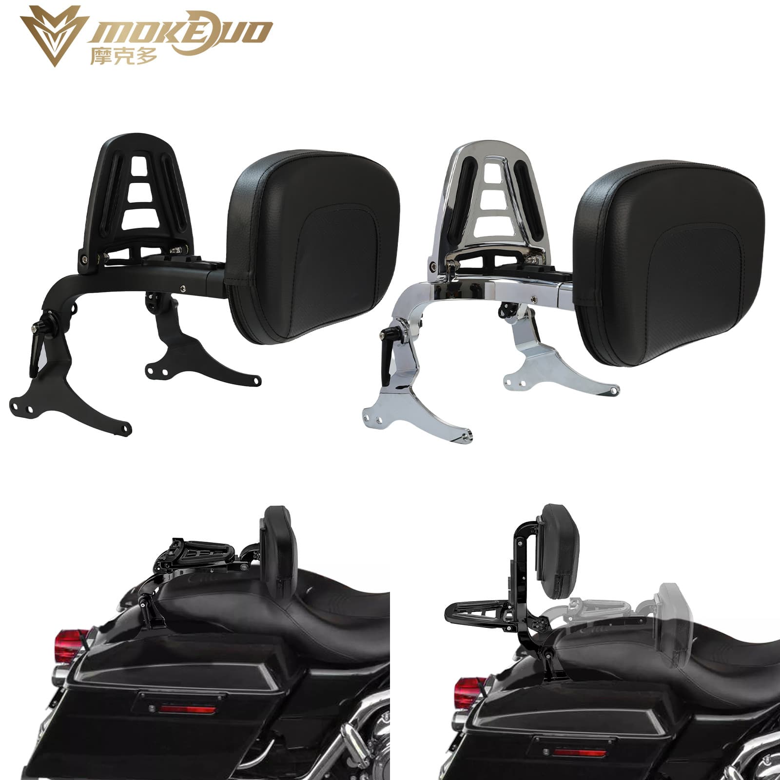 Folding Multi-Function Passenger Backrest for Harley Road King Street Glide Ultra Glide 1997-2008