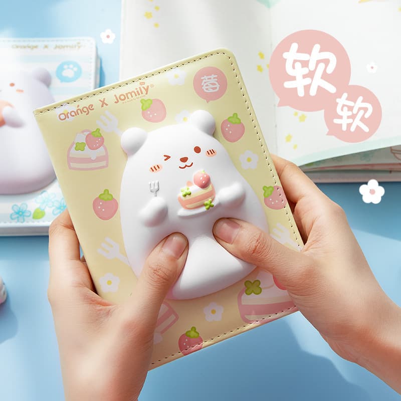 Super Cute Stress Relief Notebook Soft and Fluffy Adorable Bear Student Cartoon Color Pages Slow Rebound Decompression