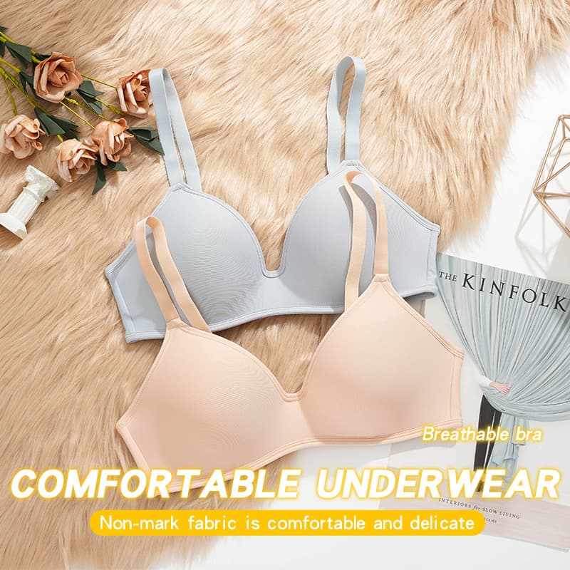 Cross-border Trade Smooth Seamless Bra Women Thin Padded Push Up Lift Non-wire Bra Comfortable Plus Size Underwear