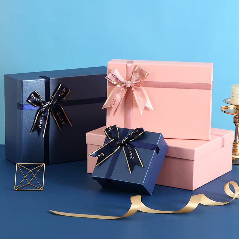 New Bow-Patterned Heaven-and-Earth Lid Gift Box, High-Aesthetic Valentine's Day Present for Lipstick/Cosmetics, Paper Box