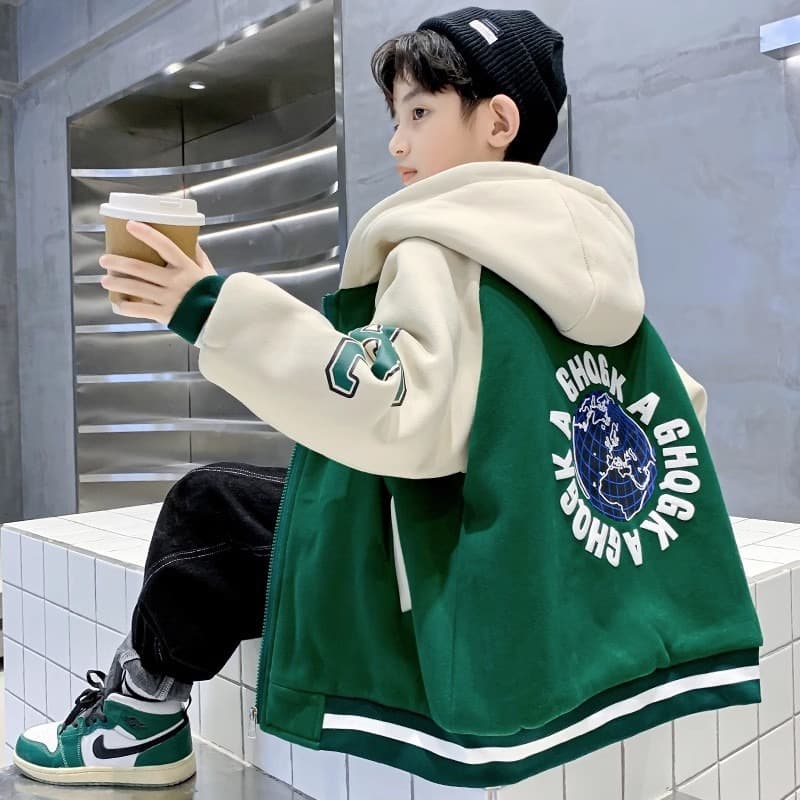 Boys' Autumn Jacket 2024 New Style Spring and Fall Casual Baseball Jacket for Older Kids