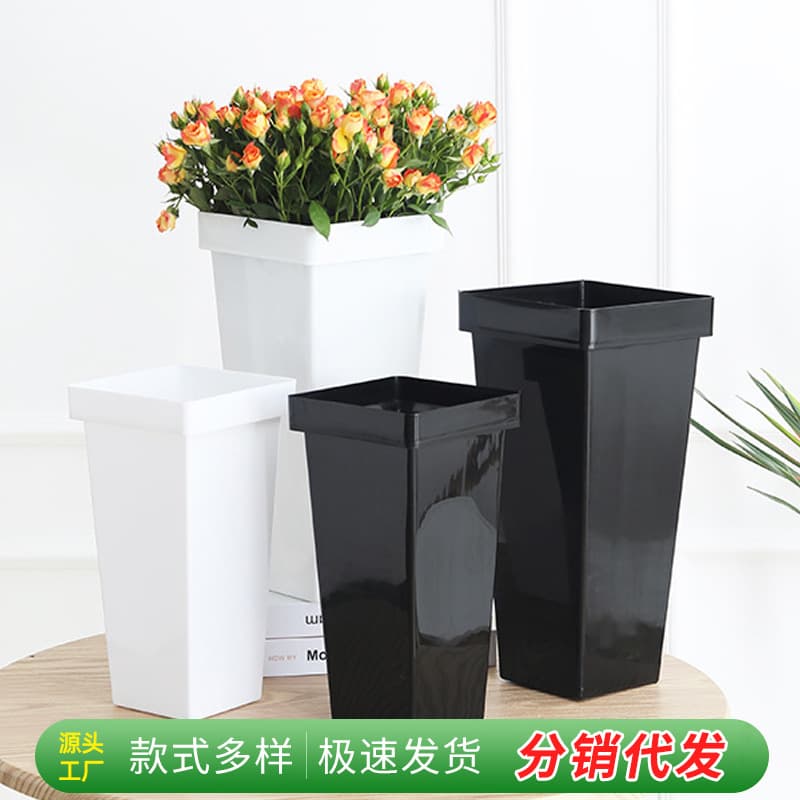 Square Plastic Flower Bucket for Florists, Deep Water Revival Bucket, Home Floor-Standing Rose Water Bucket
