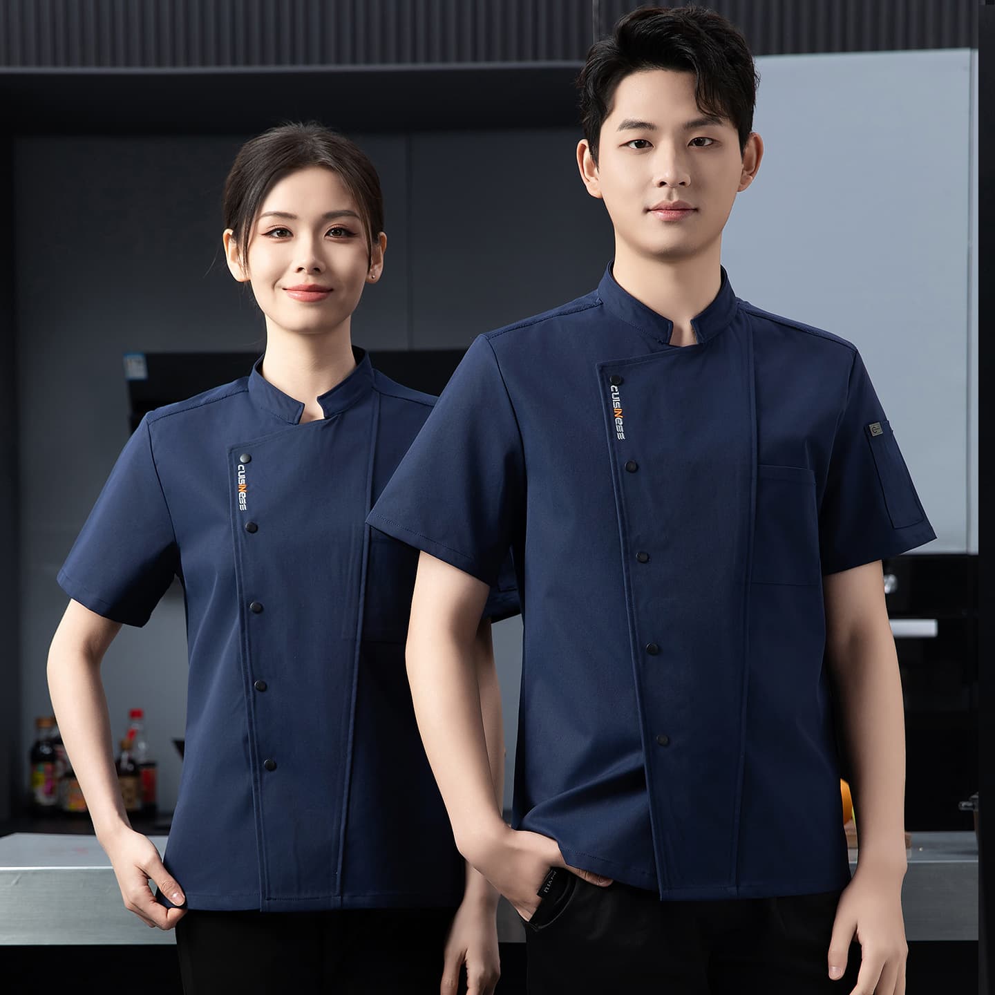High-End Chef Work Shirt Unisex Short Sleeve Summer New Hotel Restaurant Kitchen Baking Back Kitchen Chef Uniform