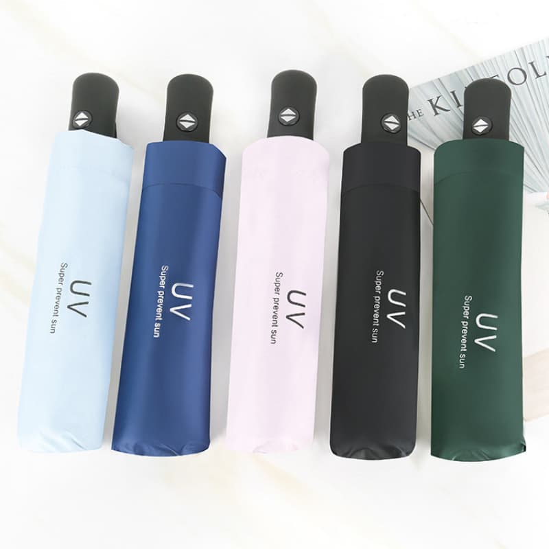 UV Automatic Black Coated Sun Umbrella, Sunny and Rainy UV Protection Sunshade for Women, Foldable Rain Umbrella Wholesale for Advertising
