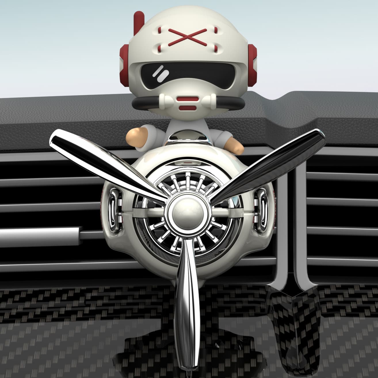 Cross-border Amazon Car Air Freshener - Battle Police Shaking Head Little Plane Vent Clip Car Perfume Rotating Scent Diffuser