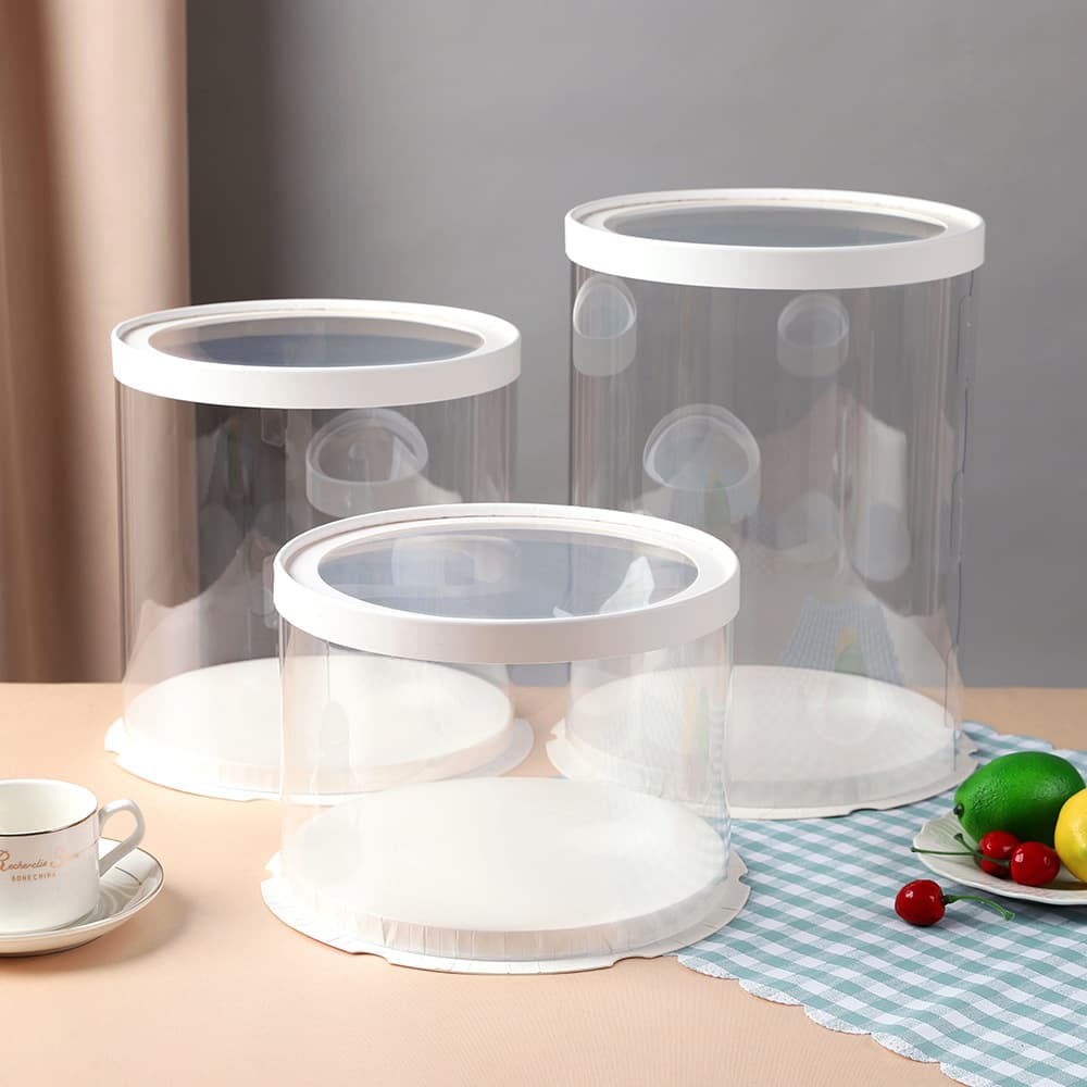 Round Cake Box 6 Inch 8 Inch 10 Inch Single Layer Double Layer Heightened Transparent Cake Box Gift Packaging Box Baking Packaging