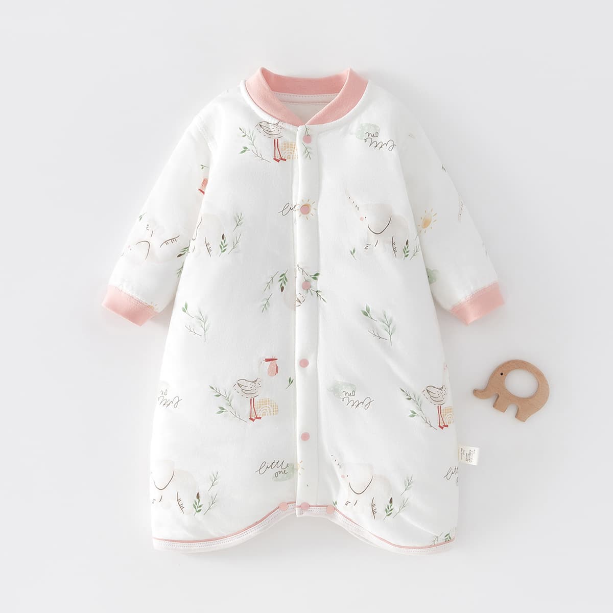 Boys and Girls Baby Quilted Jumpsuit Nightgown, 40g Sleeping Bag, Spring and Autumn Children's Winter Kick-Proof Warm Pajamas