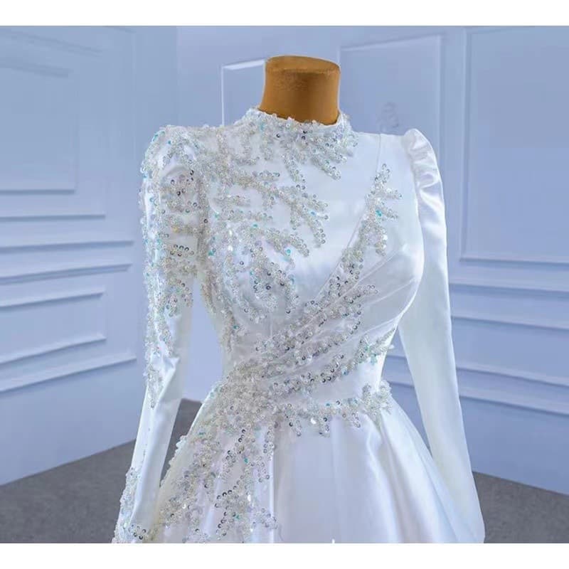 Cross-border Trailing Wedding Dress Evening Gown 2026 New Style Amazon Long Sleeve Backless Sexy Wedding Dress