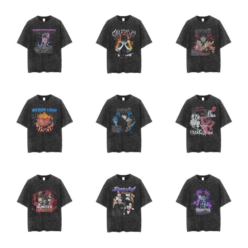 European and American high street retro washed old hip hop rock loose bottoming shirt edging casual short sleeve T-shirt men and women. Fashion
