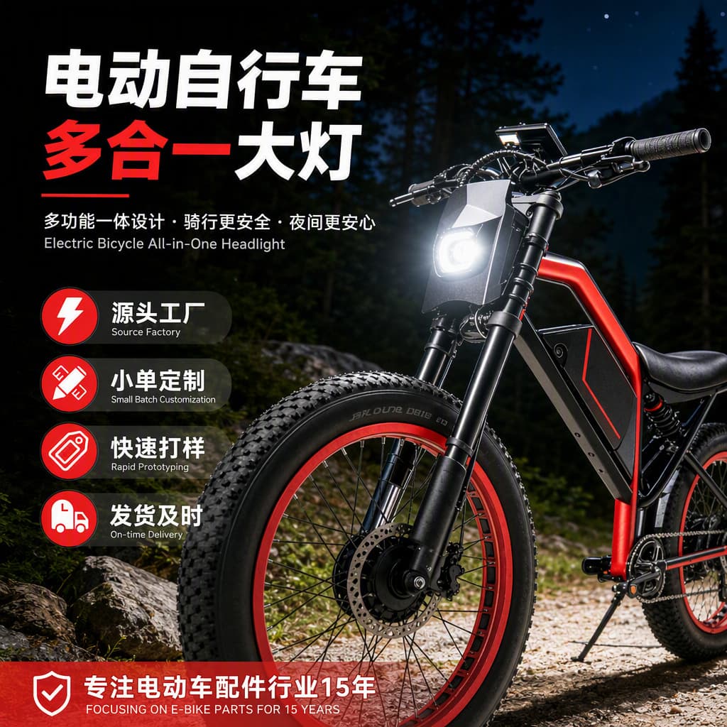 Electric Bicycle Front Headlight Windshield Headlamp with Horn Motorcycle Low Beam Front Light Electric Vehicle Headlight Assembly