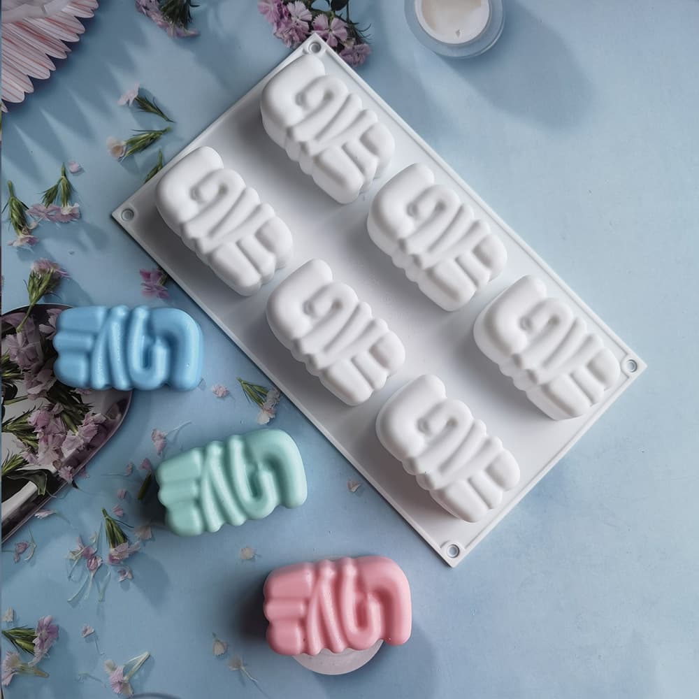 Silicone 6-Cavity LOVE Cake Mold Mousse Cake Mold DIY Silicone Mold Creative Dessert Baking Mold