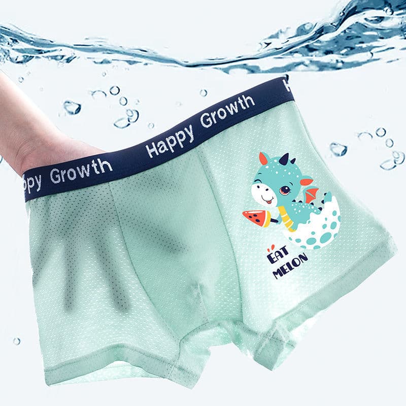 Boys' Breathable Mesh Boxer Briefs for Kids, Summer Thin Ice Silk Shorts, Modal Fabric