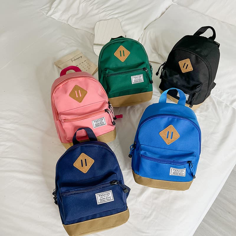 Korean Style Boys Travel Backpack Simple Lightweight Canvas Solid Color Kids Backpack for Boys and Girls