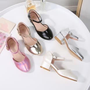 Summer New Style Closed-Toe Women's Shoes Fairy Style Student Sandals Hollow Out Trendy Block Heel One-Strap Buckle Fashion Girls' Shoes
