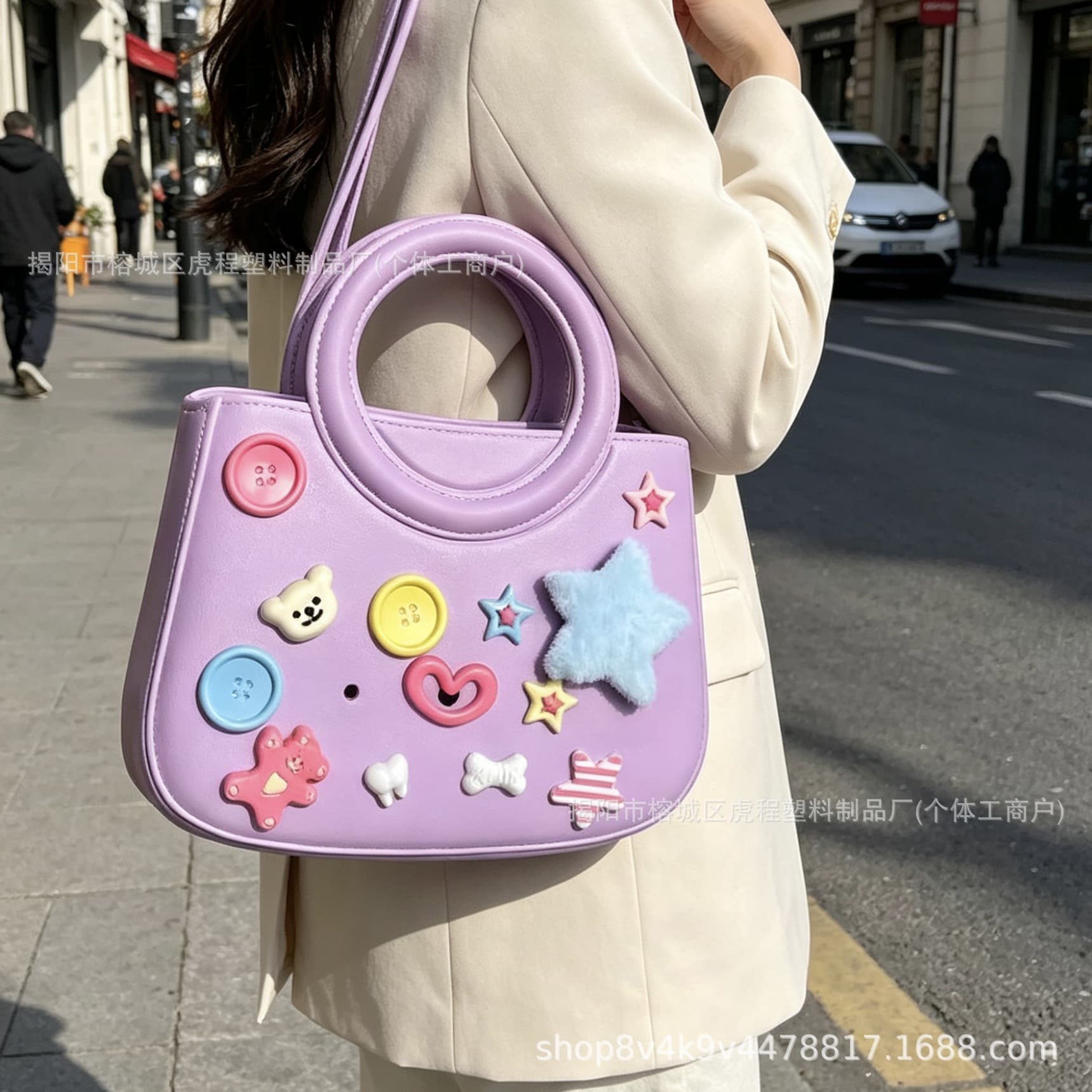 Hole Bag Beach Bag Tote Bag Accessories PVC Soft Plastic Creative Garden Shoe Hole Shoe DIY Shoe Flower Shoe Buckle