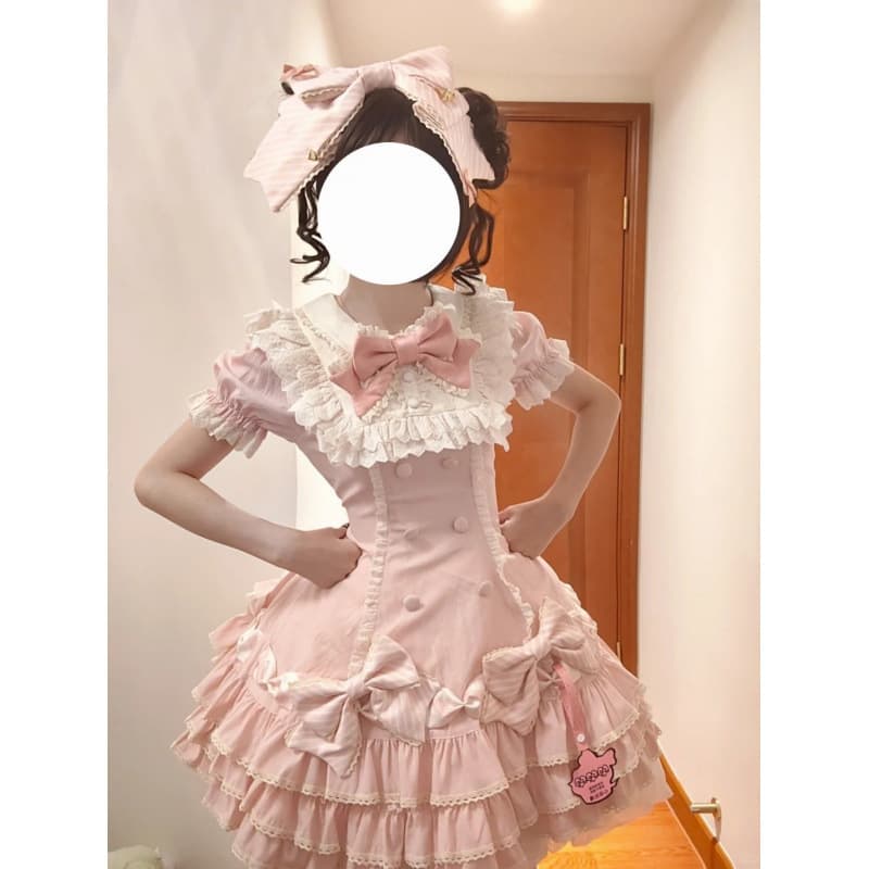 Sweet Youthful Lolita Puff Sleeve Dress Summer New Fashion Waist-Cinching Puffy Princess Dress for Women