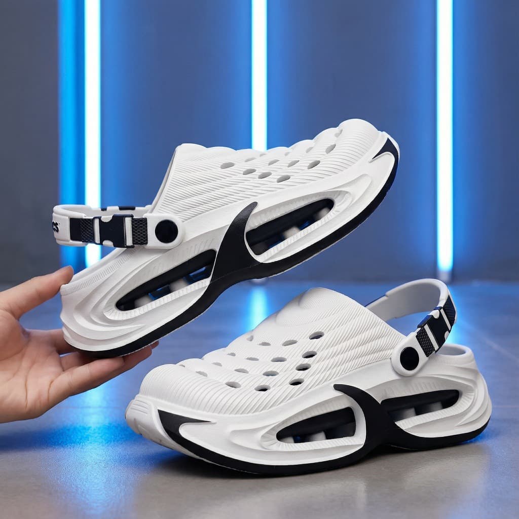 Crocs Men's Outdoor Height-Increasing Cloud-Like Toe-Cover Slippers EVA Two-Way Wear Sandals Beach High-End Casual Sandals