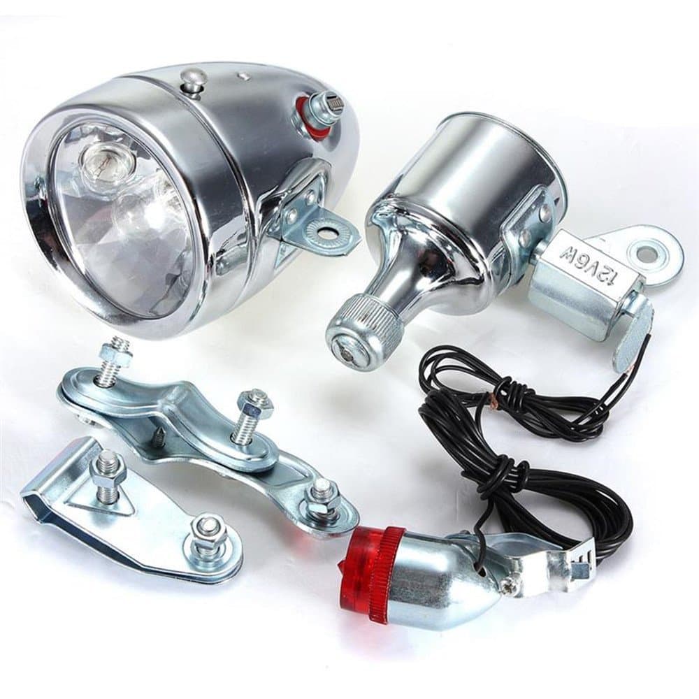 Bicycle Generator Dynamo Light Conversion Kit, Vintage Front and Tail Light, 12V 6W, Self-Powered