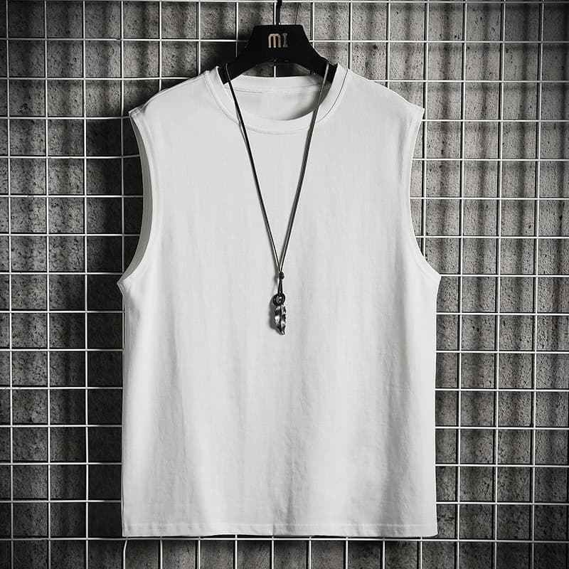 Summer Men's Vest Cross-Training Fitness Tank Top, Plus Size Solid Color Sleeveless T-Shirt