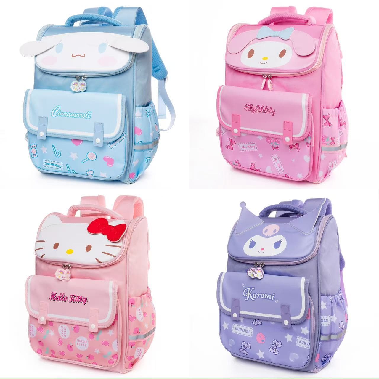 Cartoon Kuromi Girl Backpack for Primary and Secondary School Students, Cinnamoroll Casual Lightweight Backpack, Pressure-Relieving Breathable Double-Shoulder Bag