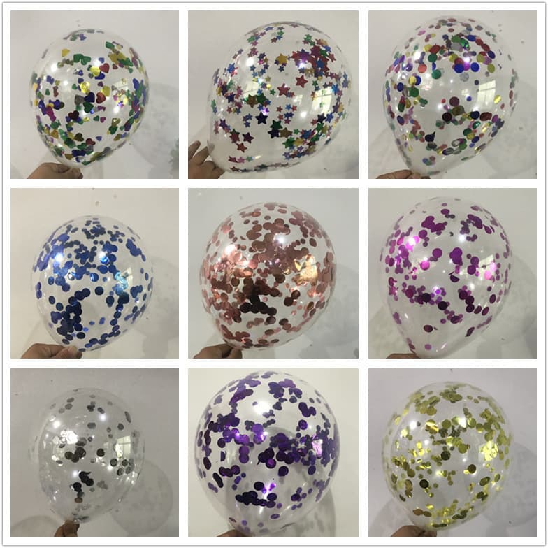 Cross-border trade 12-inch sequin balloon transparent confetti balloon color aluminum foil sequin 2.8g balloon