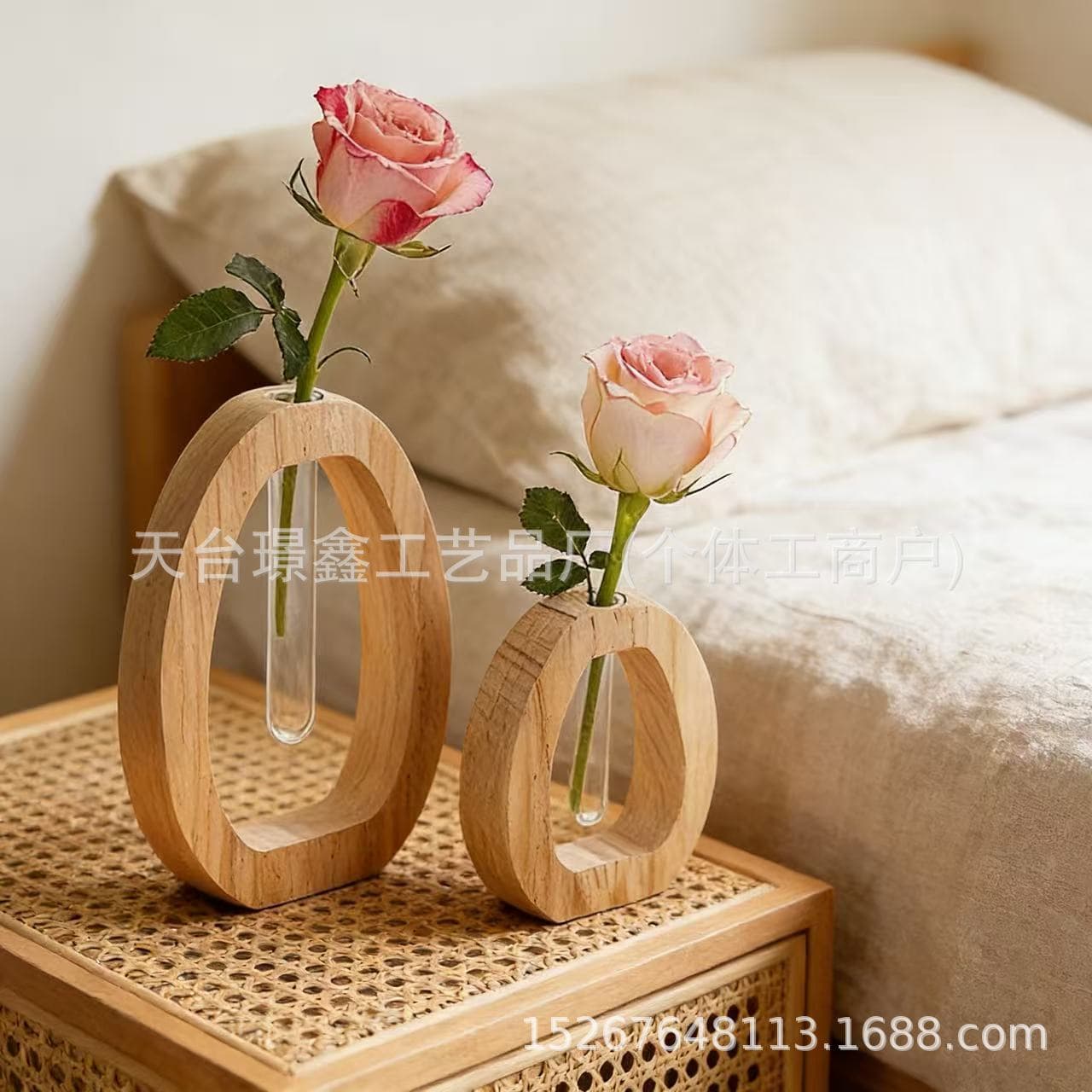 New solid wood vase station decoration ornaments hydroponic green plant vases creative glass tube vessels advanced flower utensils
