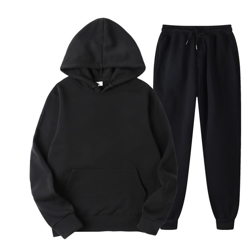 2022 Cross-border Men's Spring/Autumn Solid Color Hoodie Set, Trendy Casual Sport Two-Piece Set