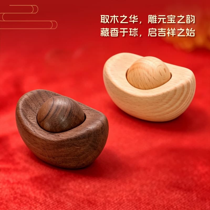 Car Fortune Turning Bead Creative Wooden Ingot Shape Desktop Ornament Aromatherapy Perfume Essential Oil Diffuser Craft