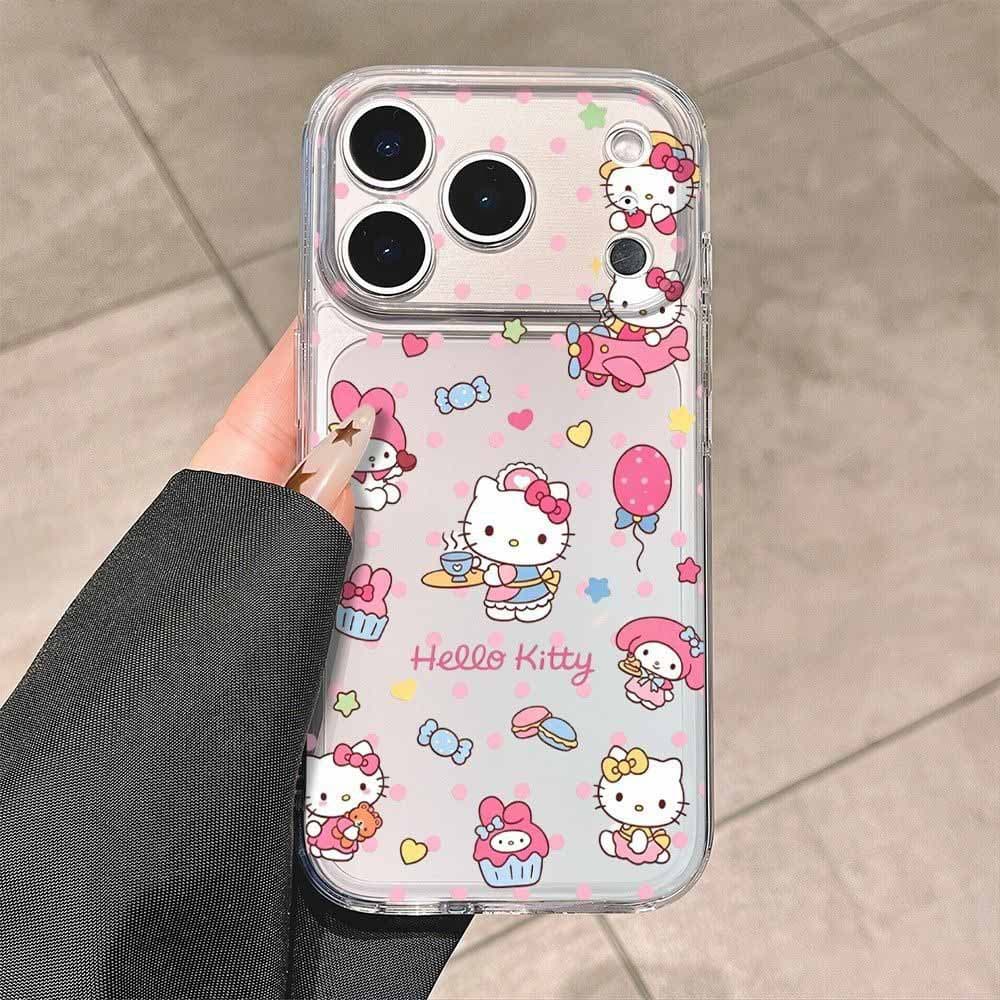 Wave Dot Hot Tea KT Cat Suitable for Apple iPhone17ProMax/17Air Cartoon 16Plus Transparent Phone Case