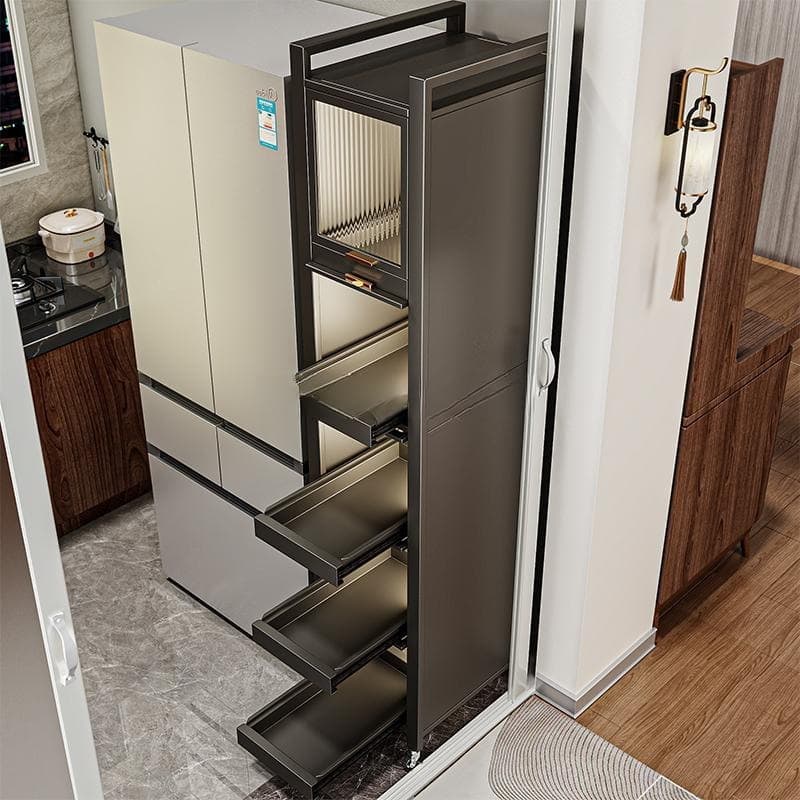 Pull-Out Narrow Refrigerator Ultra-Slim Floor-Standing Gap Storage Cabinet Multifunctional Kitchen Side Storage Rack Multi-Layer