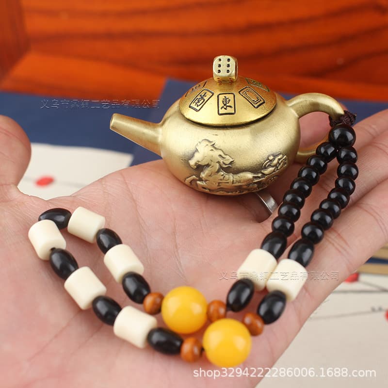 Pure Brass Hand Grips - Mahjong Spinning Pot, Rotating "Zhong Fa Bai" Pot, Fun Mahjong Stress Relief Gadget