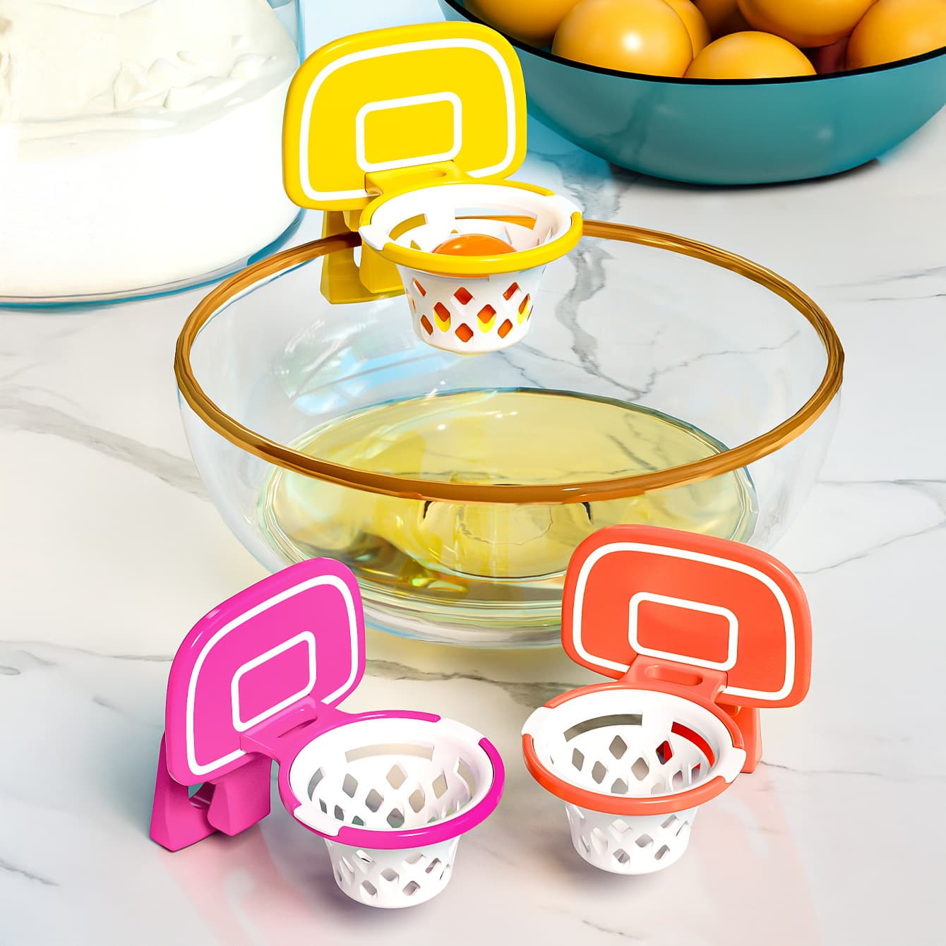 Cross-Border New Basketball Hoop Egg White Separator Egg Yolk Separator Fun Kitchen Manual Gadget