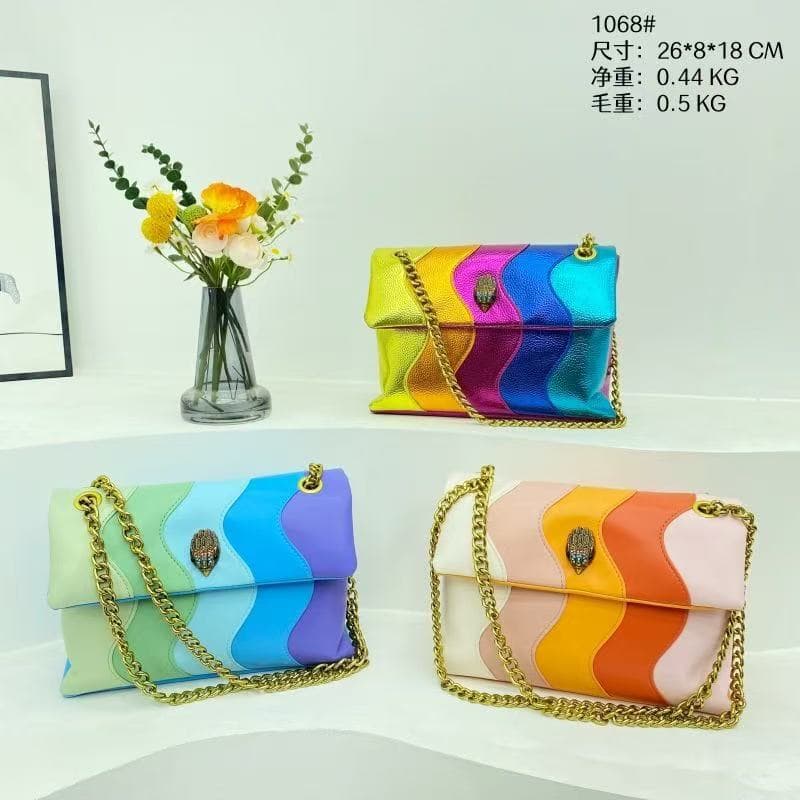 New hot-selling foreign trade cross-border high-end chain women's bag single shoulder crossbody bag eagle head texture rainbow small bag