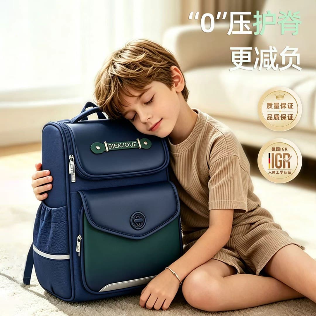 Elementary school students' schoolbags for boys and girls, lightweight, burden-reducing, spine-protecting, large-capacity, water-repellent, British-style backpacks for grades 1-6