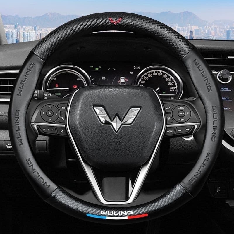 Cross-border Carbon Fiber Steering Wheel Cover 5D Embossed Logo Car Badge Electric Vehicle Steering Wheel Cover Steering Wheel Modification