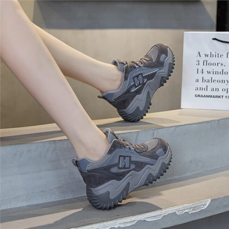 Women's Comfortable Non-Fatiguing Shoes. Dad Shoes for Women 2025 Spring and Autumn New Versatile Korean Style Thick-Soled Platform Casual Shoes