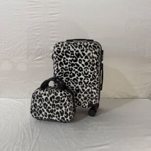 New Leopard Print Luggage Children's Suitcase Swivel Wheel Carry-on Gift Suitcase Hard Shell Mother-Child Suitcase 20-inch