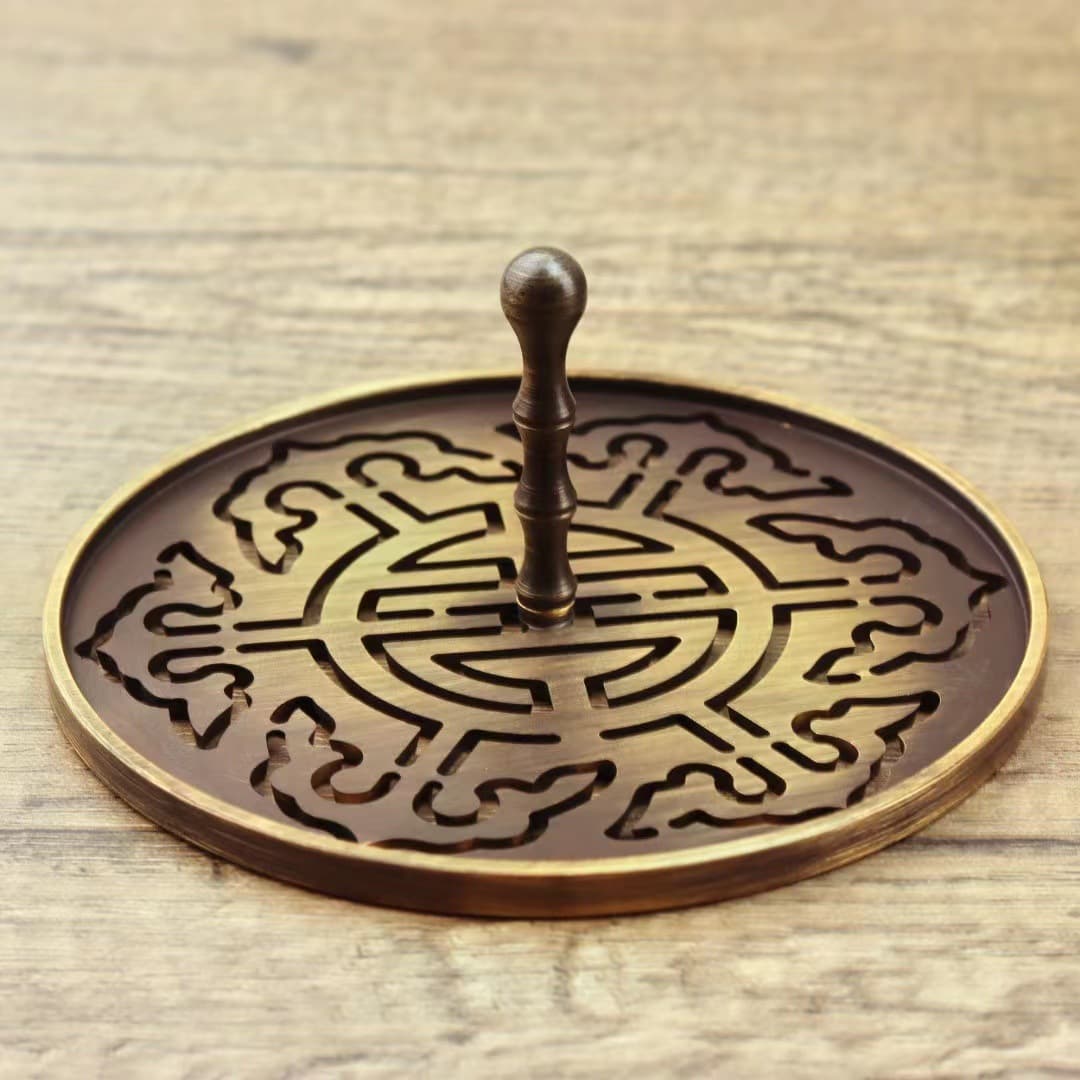 Brass Incense Seal Carving Stamp 9cm and 12cm Models, Large Incense Seal Tool for Incense Art with Handle