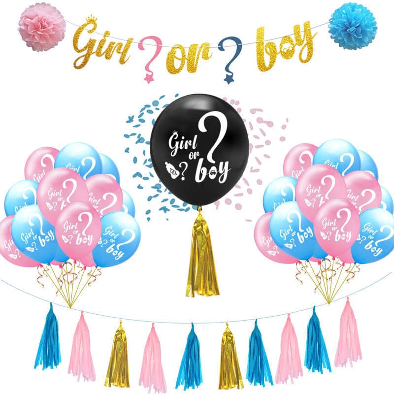 36-inch Black Gender Reveal Balloon Boy or Girl Question Mark Balloon Baby Shower Theme Party