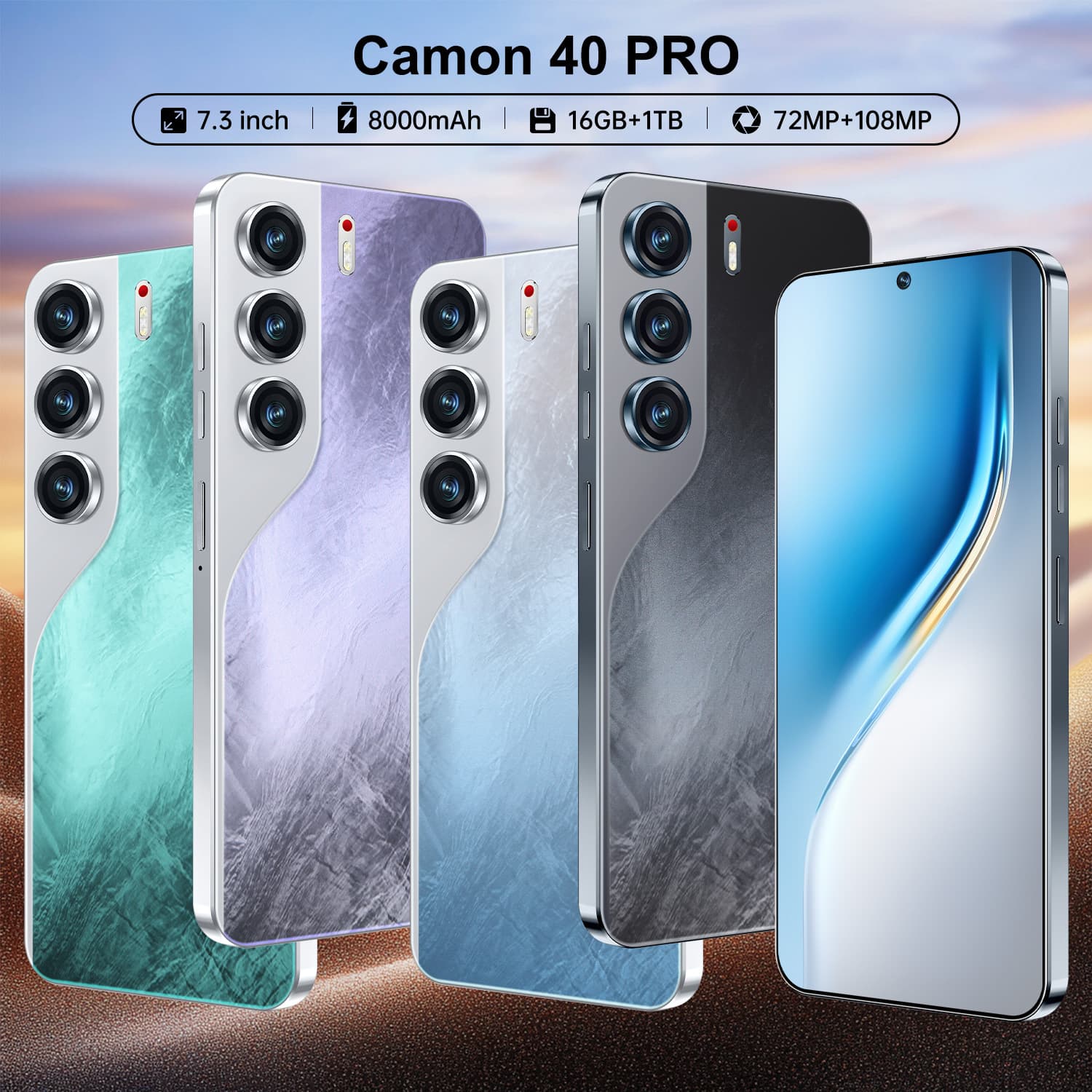 Hot Selling Cross-Border Smartphone Camon40 Pro Android Phone 7.3-inch Large Screen 8+256G Smartphone Available for Drop Shipping
